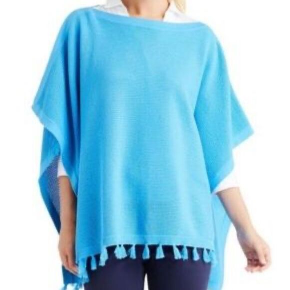 J. McLaughlin Sweaters - J. McLaughlin Coral ORANGE PonchoSweater Knit 100% Cotton One Size